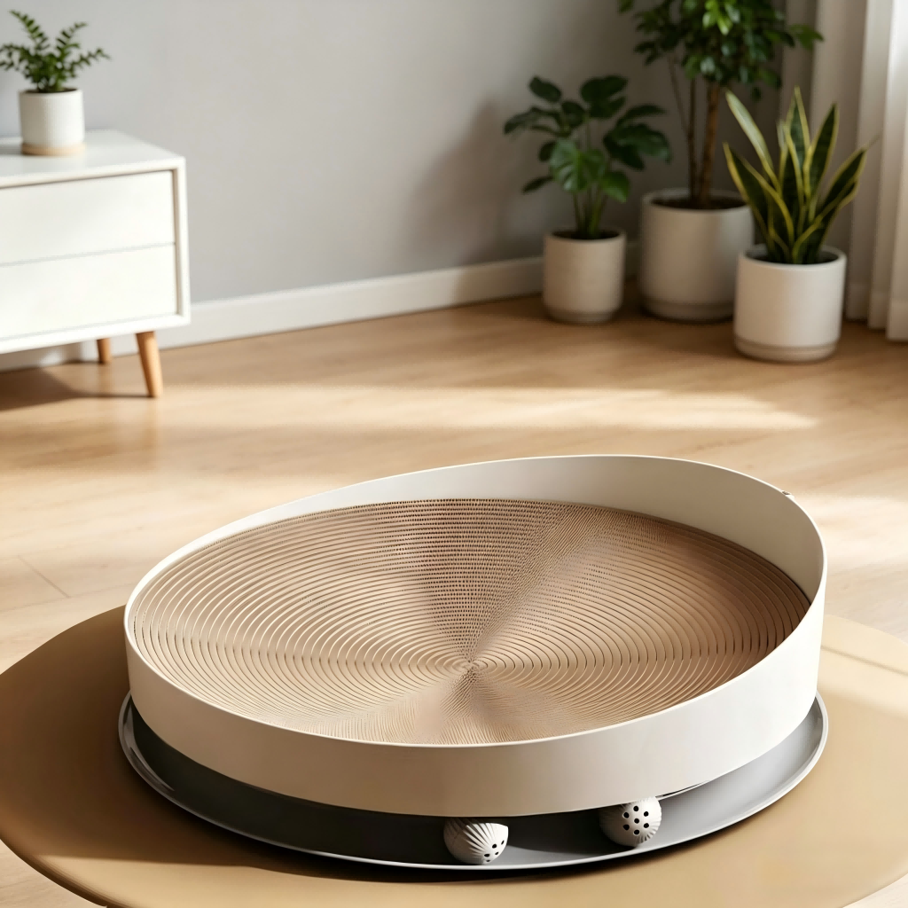 Round 3-in-1 Cat Scratcher Bed, Wear-Resistant & No Shed