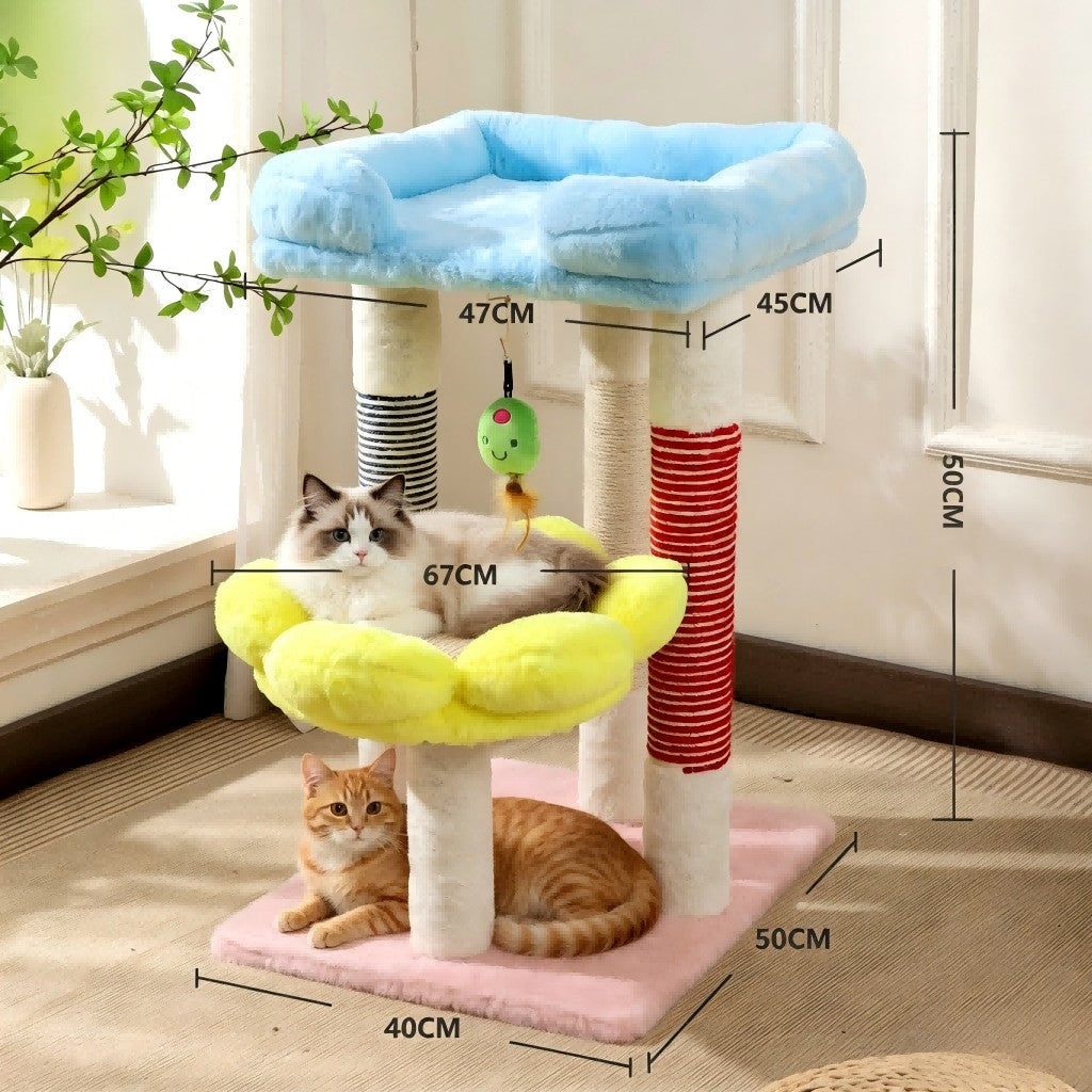 All-in-One Large Cat Tree with Condo Fun Climbing Tower & Sisal Scratching Post Multi-Functional Cat Toy