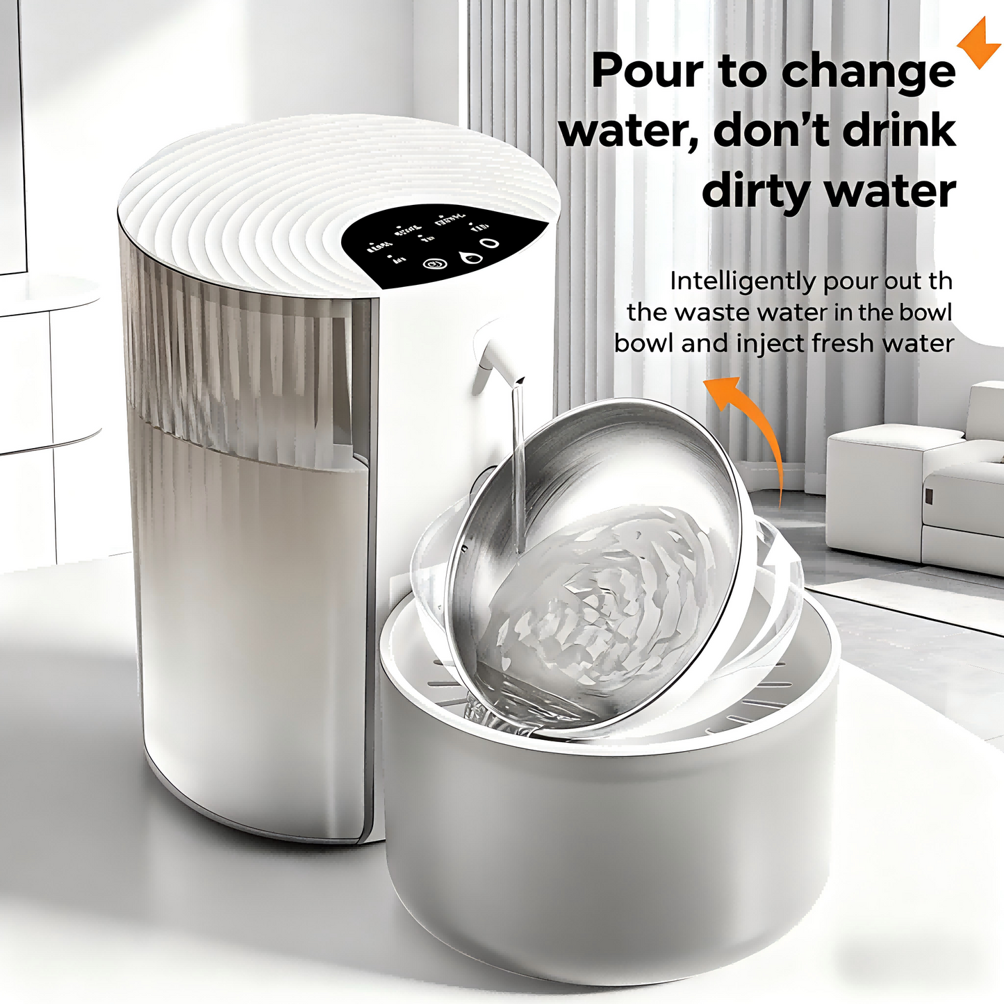 Smart Anti-Tip Cat and Dog Water Fountain 3L Constant Temp Quiet Purified Dispenser