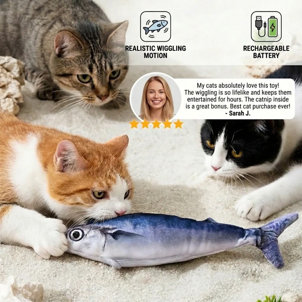 Interactive Wiggly Fish Cat Toy Bowlift Bark&Paw Lab
