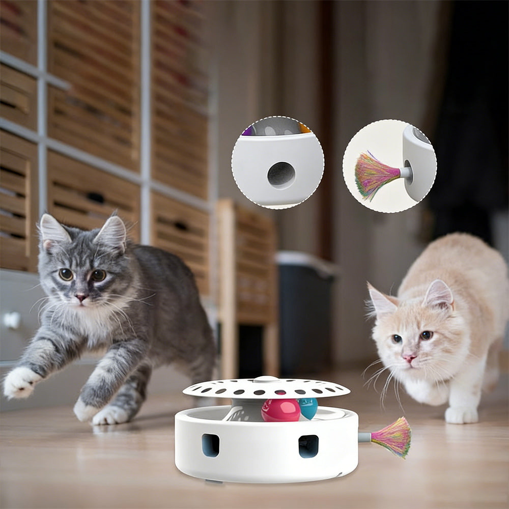 4-in-1 Interactive Cat Butterflies Toy for Indoor Cats Tumbler Cat Toy with Ball Track Catnip Ball