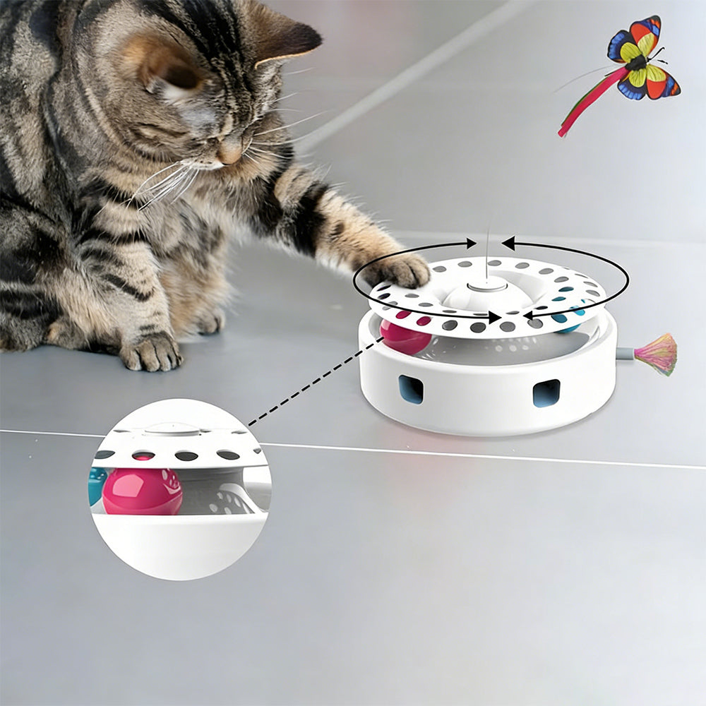 4-in-1 Interactive Cat Butterflies Toy for Indoor Cats Tumbler Cat Toy with Ball Track Catnip Ball