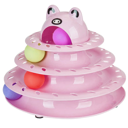 Cat Turntable Ball Toy 4 Level Interactive Kitty cat Interactive toys Bark&Paw Lab