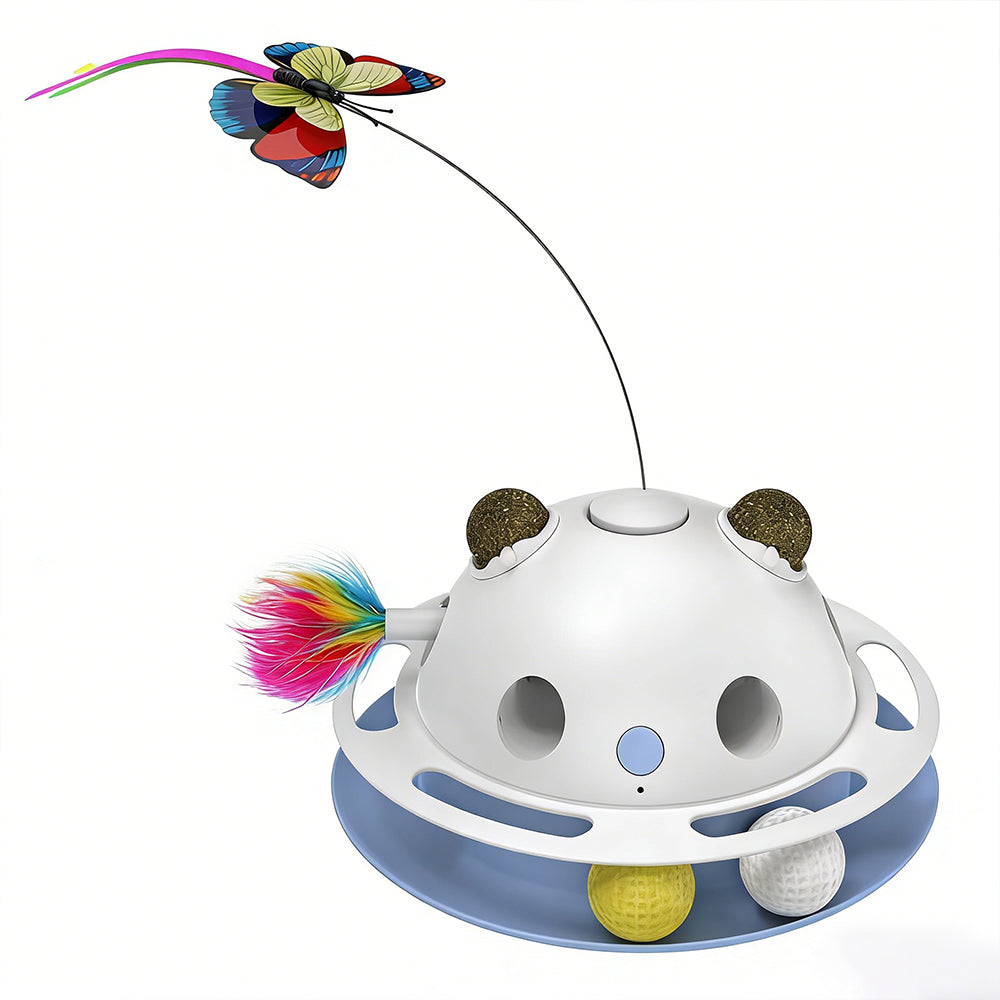 Barkpawlab Feather Frenzy 4-Function White Interactive Cat Toy with Catnip Balls