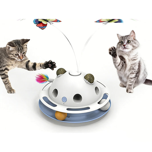 Barkpawlab Feather Frenzy 4-Function White Interactive Cat Toy with Catnip Balls Bark&Paw Lab