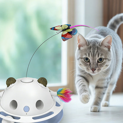 Barkpawlab Feather Frenzy 4-Function White Interactive Cat Toy with Catnip Balls Bark&Paw Lab