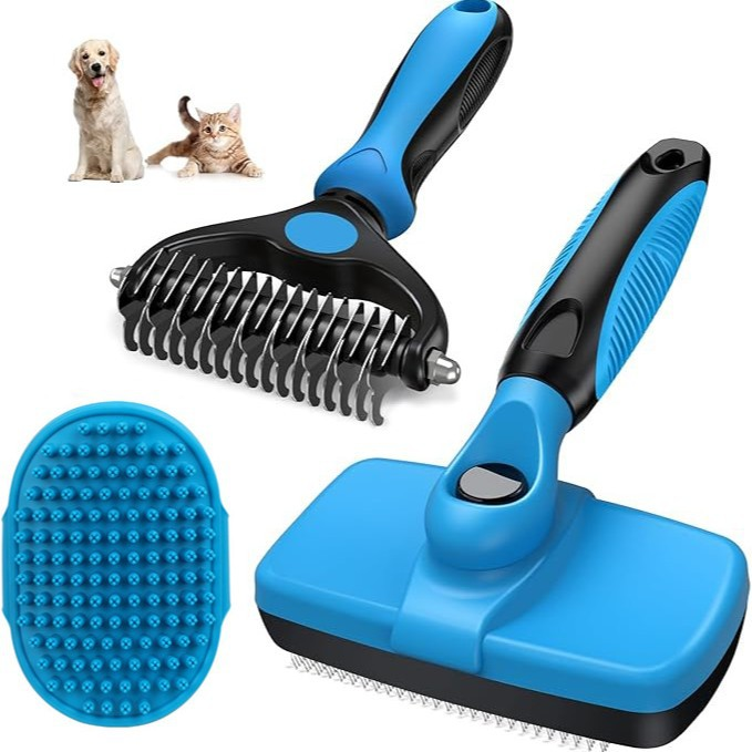 7 in 1 Pet Grooming Kits Dog&Cat Comb Deshedding Brush Nail Clipper with File Bath Brush Premium Pet Supplies
