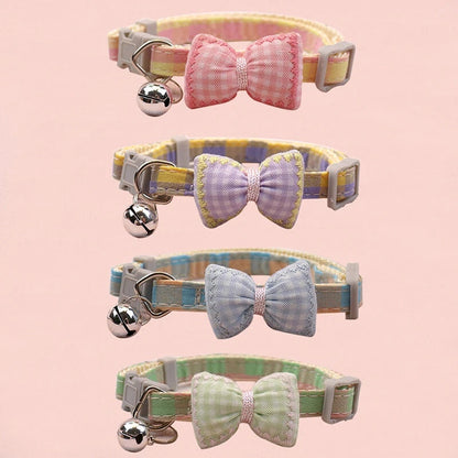 Small Dog Cat Adjustable Collar Buckle Bell Bow Tie Puppy Kitten Pet Adjustable Bark&Paw Lab