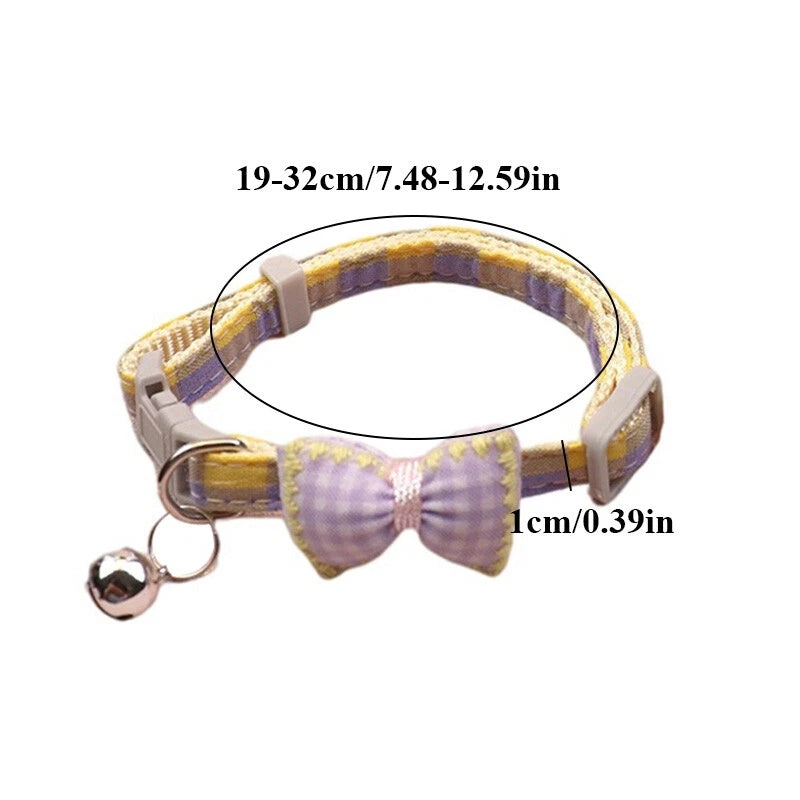 Small Dog Cat Adjustable Collar Buckle Bell Bow Tie Puppy Kitten Pet Adjustable Bark&Paw Lab