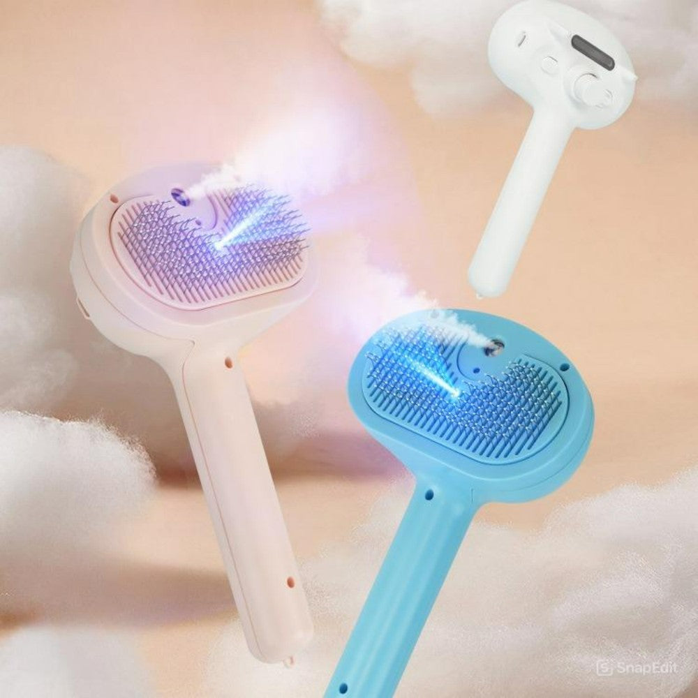 Blue Light Pet Spray Pin Brush No Hair Flying Cat Grooming Comb including shipping