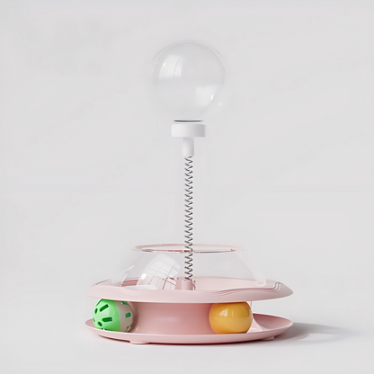 Interactive Cat Toy Roller with Feather Bell Self-Play Puzzle Teaser Wand for Boredom Relief