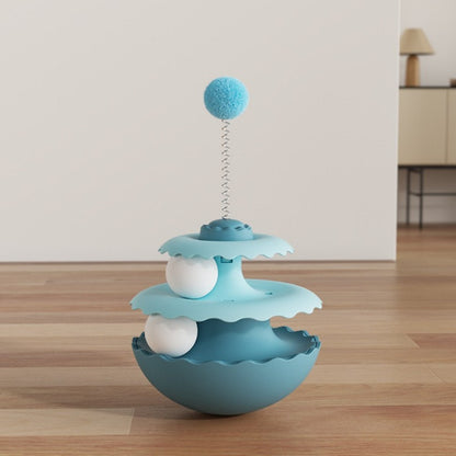 Interactive Cat Toy Roller with Feather Bell Self-Play Puzzle Teaser Wand for Boredom Relief