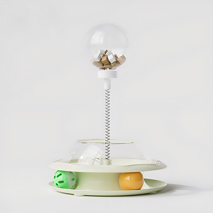 Interactive Cat Toy Roller with Feather Bell Self-Play Puzzle Teaser Wand for Boredom Relief