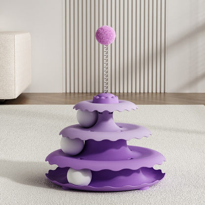 Interactive Cat Toy Roller with Feather Bell Self-Play Puzzle Teaser Wand for Boredom Relief