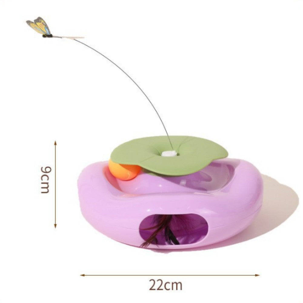 Interactive Cat Toy Roller with Feather Bell Self-Play Puzzle Teaser Wand for Boredom Relief