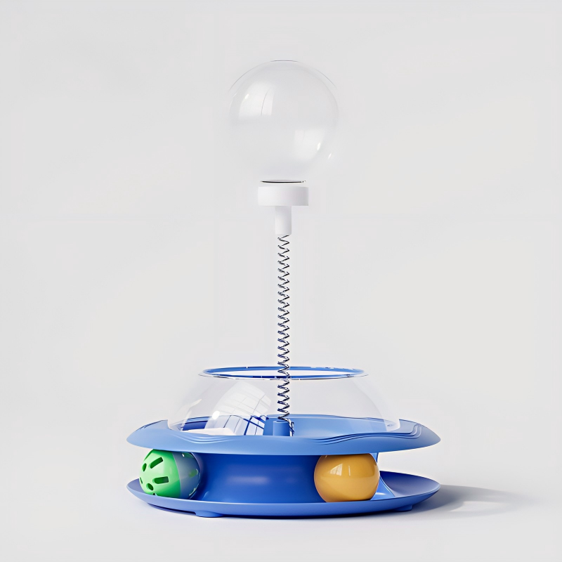 Interactive Cat Toy Roller with Feather Bell Self-Play Puzzle Teaser Wand for Boredom Relief