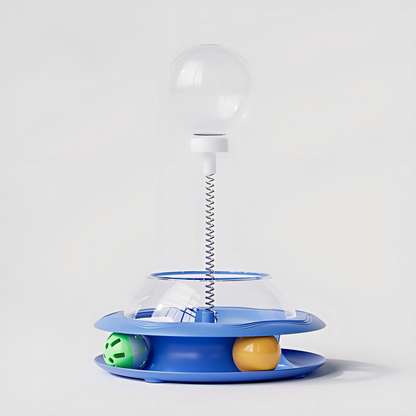 Interactive Cat Toy Roller with Feather Bell Self-Play Puzzle Teaser Wand for Boredom Relief