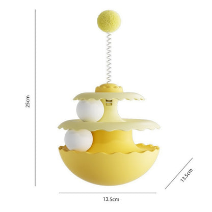 Interactive Cat Toy Roller with Feather Bell Self-Play Puzzle Teaser Wand for Boredom Relief