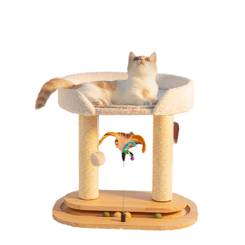 Large Rotating Cat Tree Integrated Cat Bed & Scratching Post for Ragdoll Maine Coon