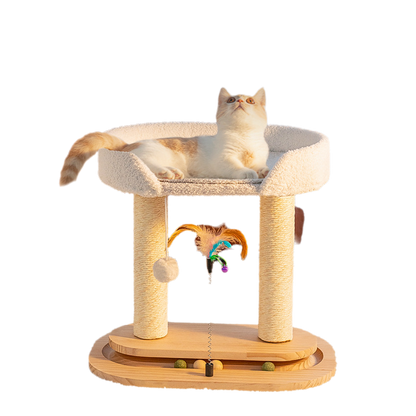 Large Rotating Cat Tree Integrated Cat Bed & Scratching Post for Ragdoll Maine Coon