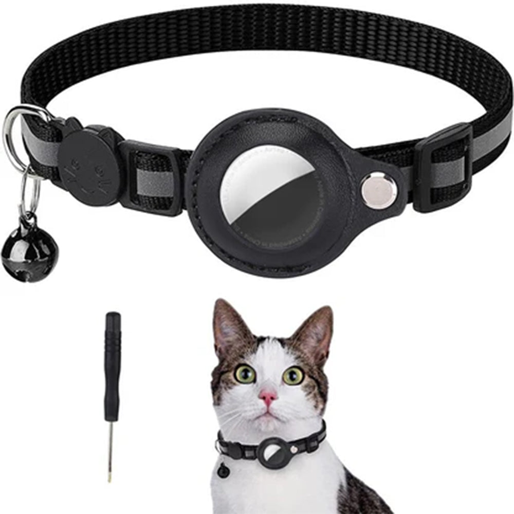 Reflective Adjustable Anti-Lost Pet Cat& Dog Collar With Airtag Compatibility Bark&Paw Lab