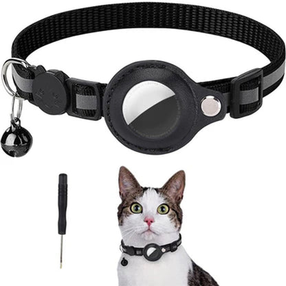 Reflective Adjustable Anti-Lost Pet Cat& Dog Collar With Airtag Compatibility Bark&Paw Lab