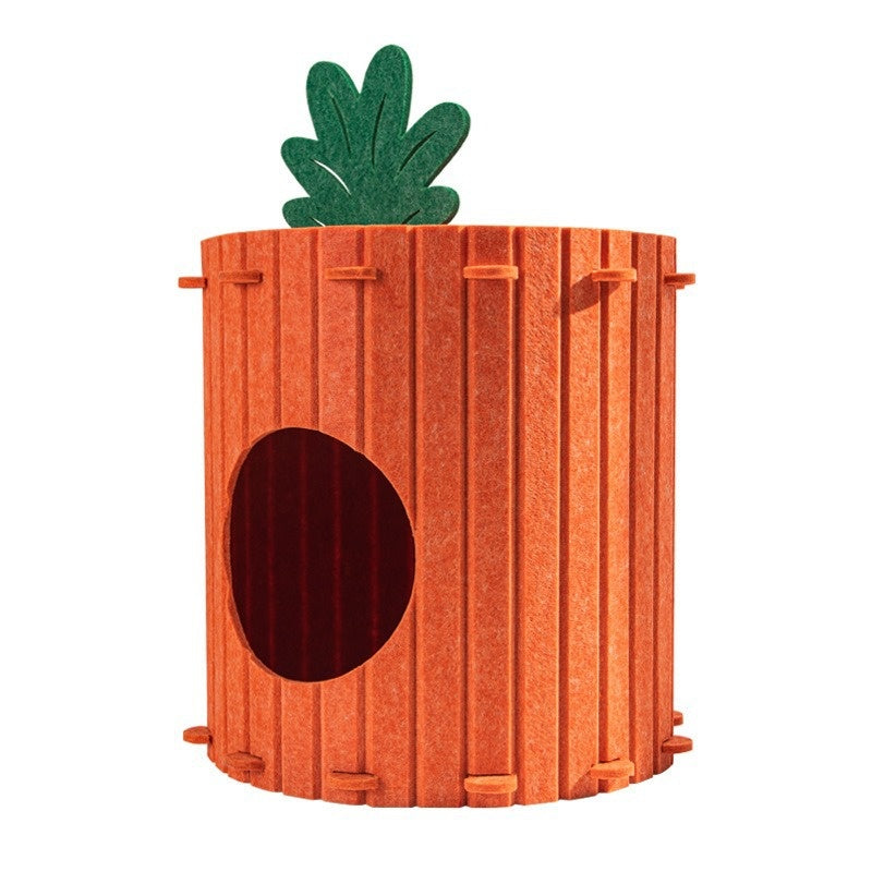 Novelty Carrot Shaped Felt Cat Cave with Integrated Scratching Pad for Kittens