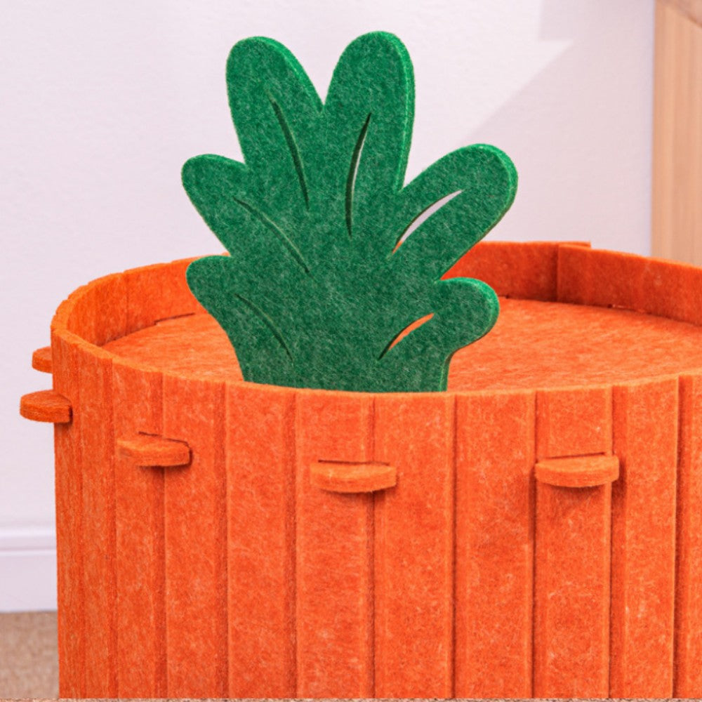 Novelty Carrot Shaped Felt Cat Cave with Integrated Scratching Pad for Kittens