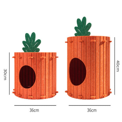 Novelty Carrot Shaped Felt Cat Cave with Integrated Scratching Pad for Kittens