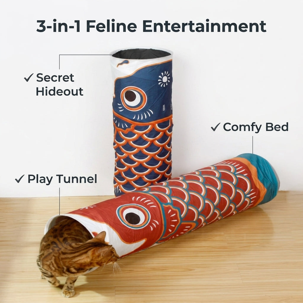 Koi-Fish Self-entertainment Cat Tunnel Track- L95cm
