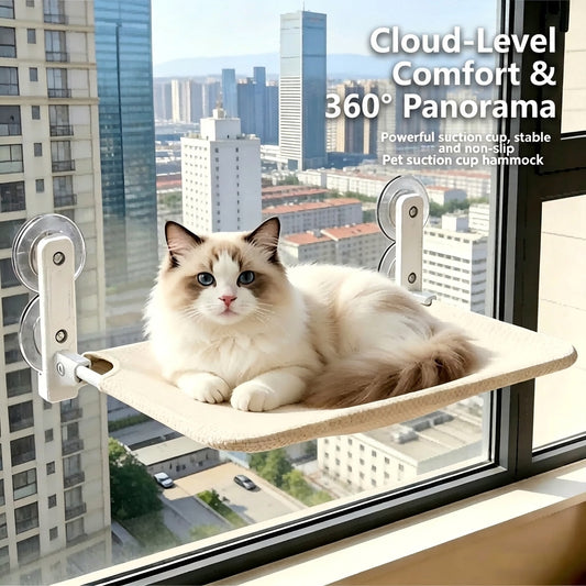 Cat Window Hammock with Suction Cups Hanging Bed for Windowsill Bedside Sunbathing Pet Bed for Cats