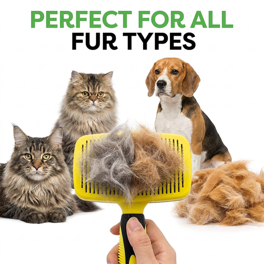 Self-Cleaning Slicker Brush for Dogs & Cats Professional Pet Grooming Tool & Deshedding Comb for Long & Short Hair Pets