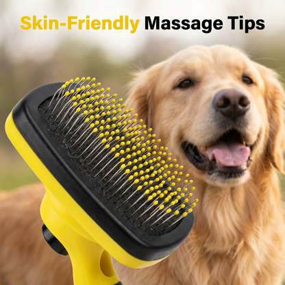 Self-Cleaning Slicker Brush for Dogs & Cats Professional Pet Grooming Tool & Deshedding Comb for Long & Short Hair Pets