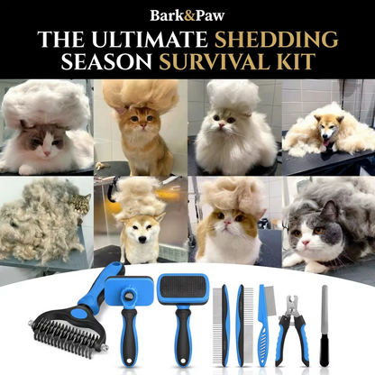 7 in 1 Pet Grooming Kits Dog&Cat Comb Deshedding Brush Nail Clipper with File Bath Brush Premium Pet Supplies