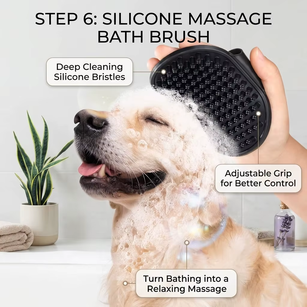 7 in 1 Pet Grooming Kits Dog&Cat Comb Deshedding Brush Nail Clipper with File Bath Brush Premium Pet Supplies