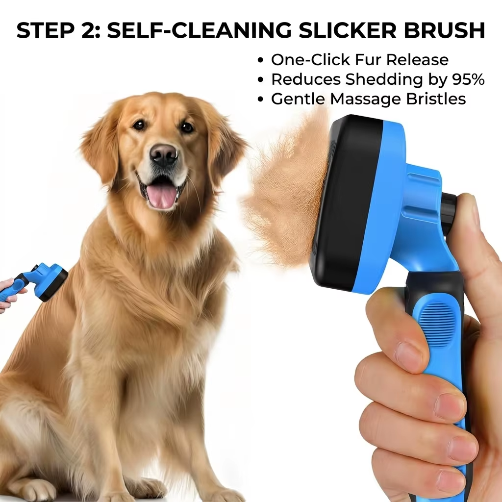 7 in 1 Pet Grooming Kits Dog&Cat Comb Deshedding Brush Nail Clipper with File Bath Brush Premium Pet Supplies