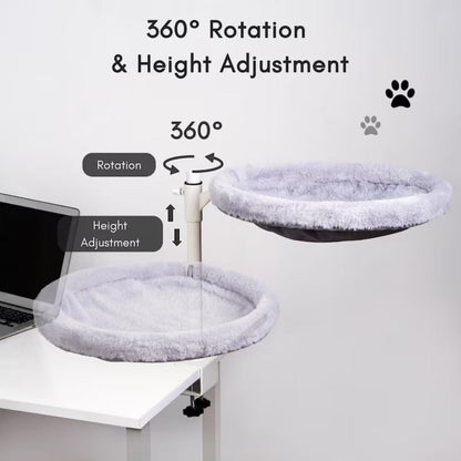 Adjustable Desk Cat Bed Catnip Pillow Included 360 Degree Rotating Cat Hammock Bark&Paw Lab