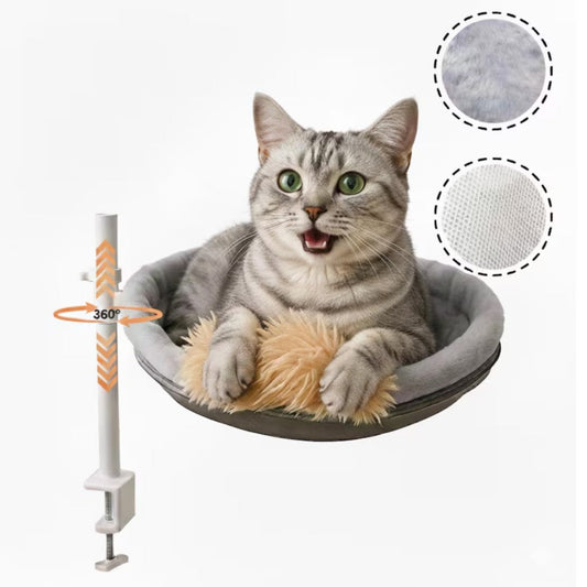 Adjustable Desk Cat Bed Catnip Pillow Included 360 Degree Rotating Cat Hammock Bark&Paw Lab