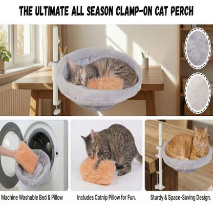 Adjustable Desk Cat Bed Catnip Pillow Included 360 Degree Rotating Cat Hammock Bark&Paw Lab