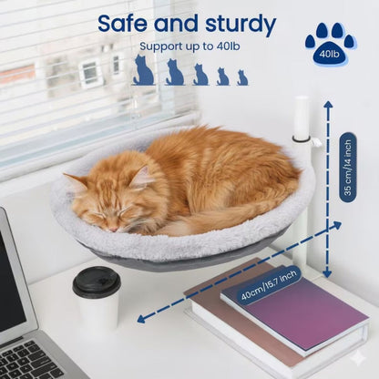 Adjustable Desk Cat Bed Catnip Pillow Included 360 Degree Rotating Cat Hammock Bark&Paw Lab