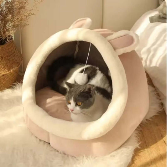Various Cute Styles Soft Cat Beds Your Cat Will Love - Cozy cat bed with a bunny design for extra comfort.