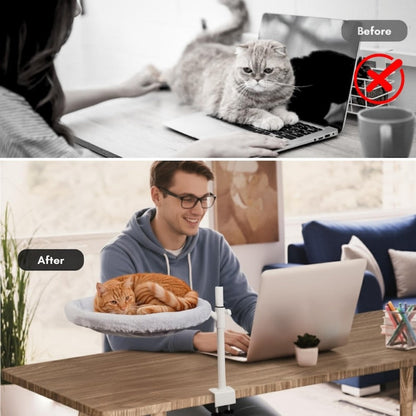 Adjustable Desk Cat Bed Catnip Pillow Included 360 Degree Rotating Cat Hammock Bark&Paw Lab