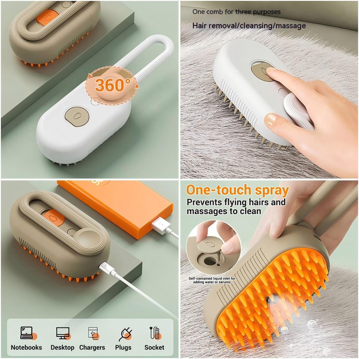 Cat and Dog Steam Brush Pet Grooming Tool Hair Shedding 3 in 1 Massage Combs Steam Brush Bark&Paw Lab