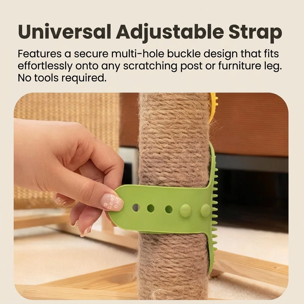 Cat Scratching Post for Wall/Corner/Table Leg - Silicone Adjustable Strap Self-Amusing Anti-Boredom Itch Relief Pet Essential