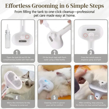 Cat and Dog Steam Brush Pet Grooming Tool Hair Shedding 3 in 1 Massage Combs Steam Brush