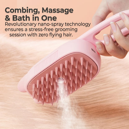 Self-cleaning pet grooming brush for dogs and cats