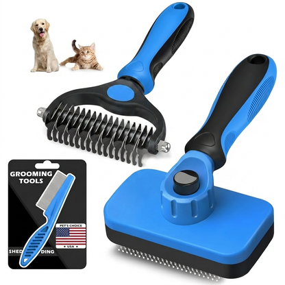 7 in 1 Pet Grooming Kits Dog&Cat Comb Deshedding Brush Nail Clipper with File Bath Brush Premium Pet Supplies