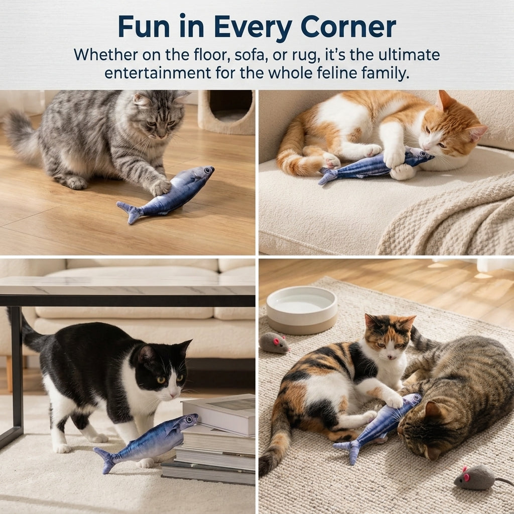 Interactive Wiggly Fish Cat Toy Bowlift