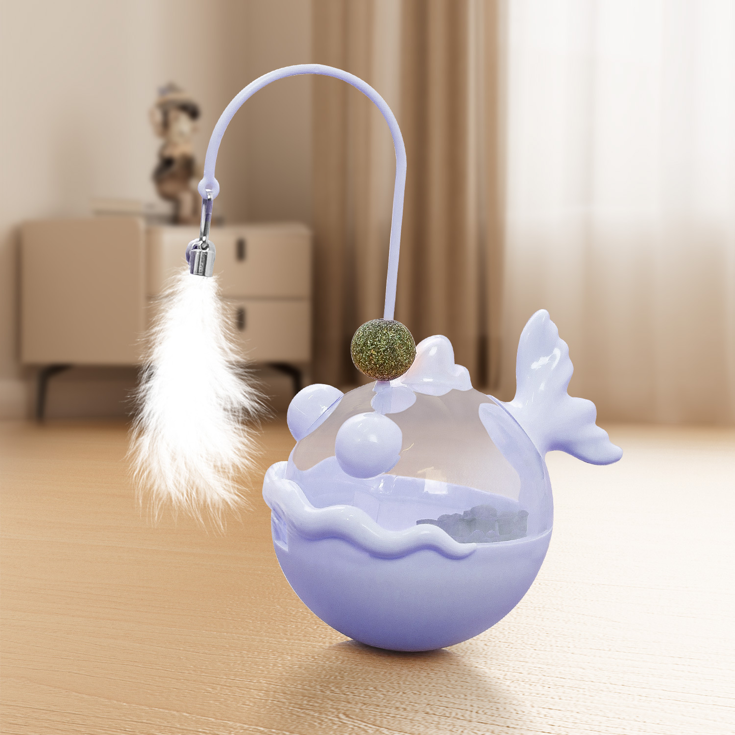 Cat Interactive Toy Anglerfish Treat Dispenser Catnip Tumbler