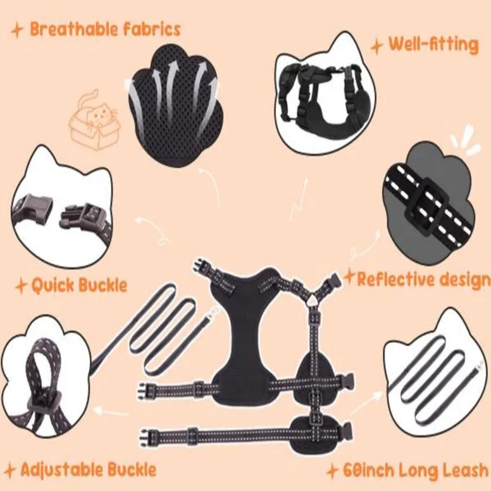 Escape Proof Cat Harness & Leash Set Bark&Paw Lab